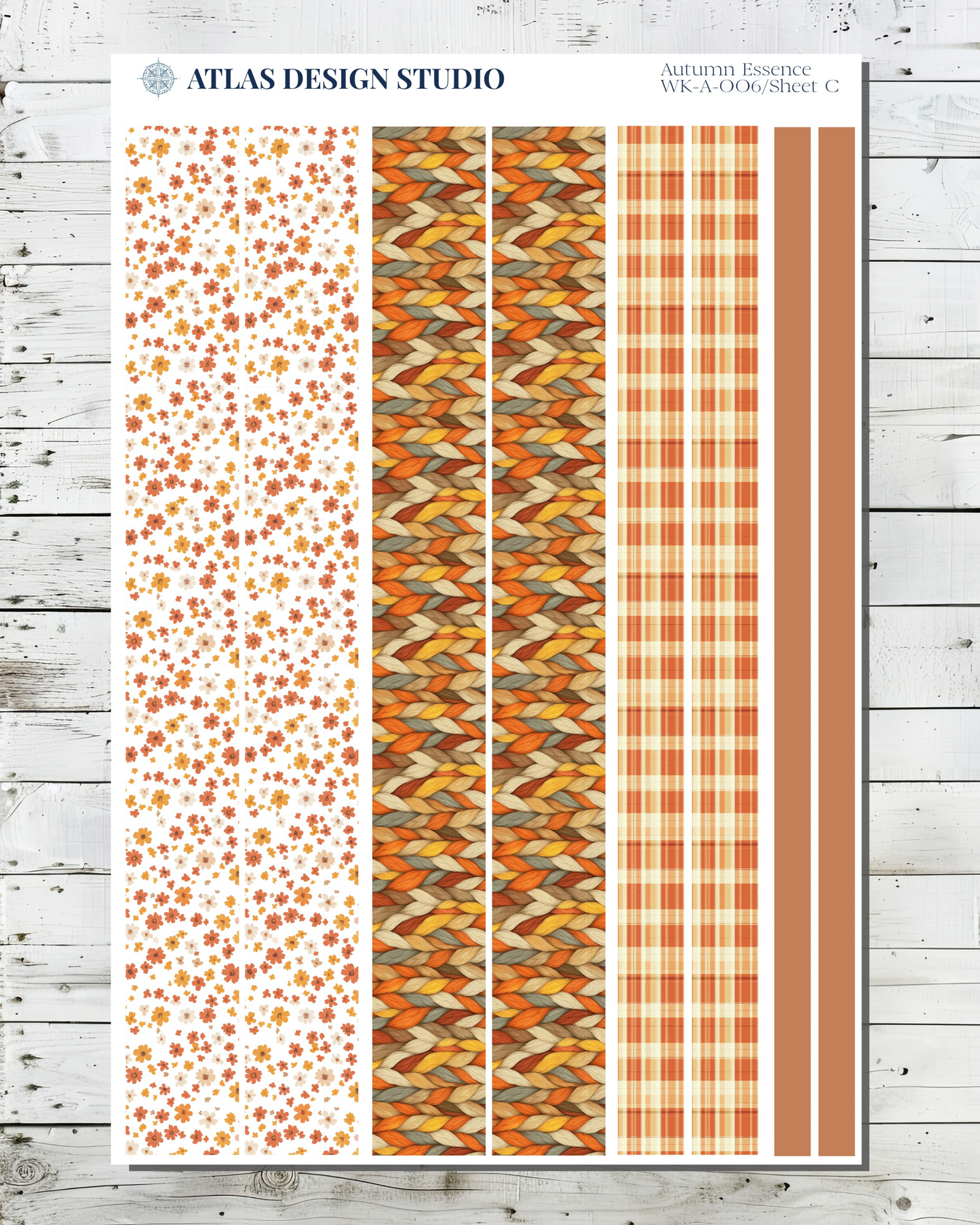 Planner stickers that are washi-style strips with a fall theme.