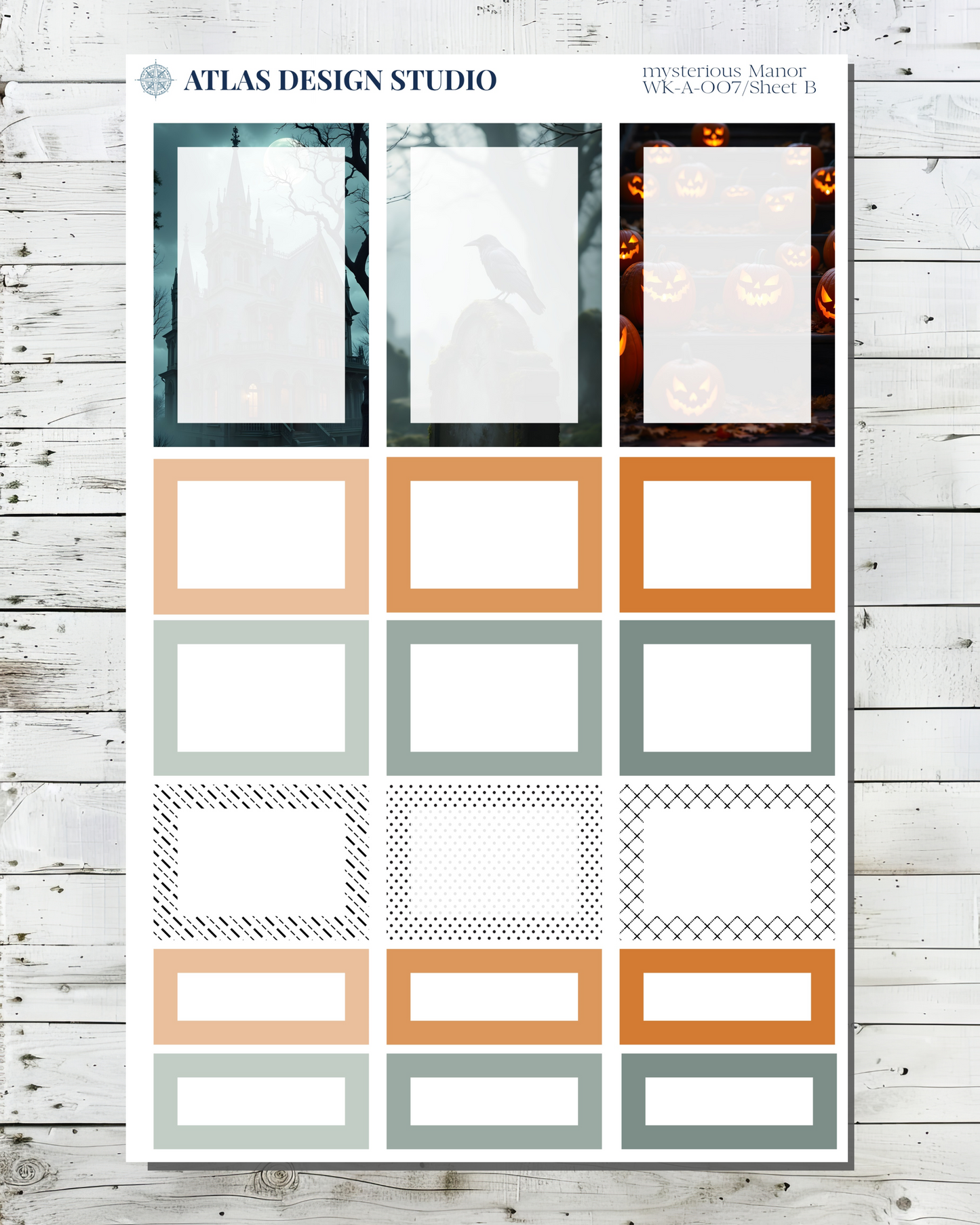 Planner stickers made of functional boxes with a Halloween theme.