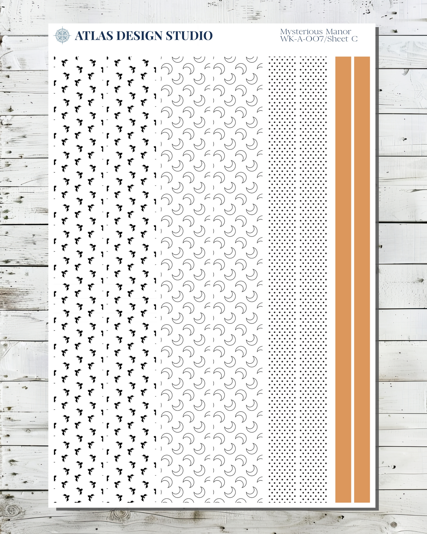 Planner stickers that are washi-style strips with a Halloween theme.