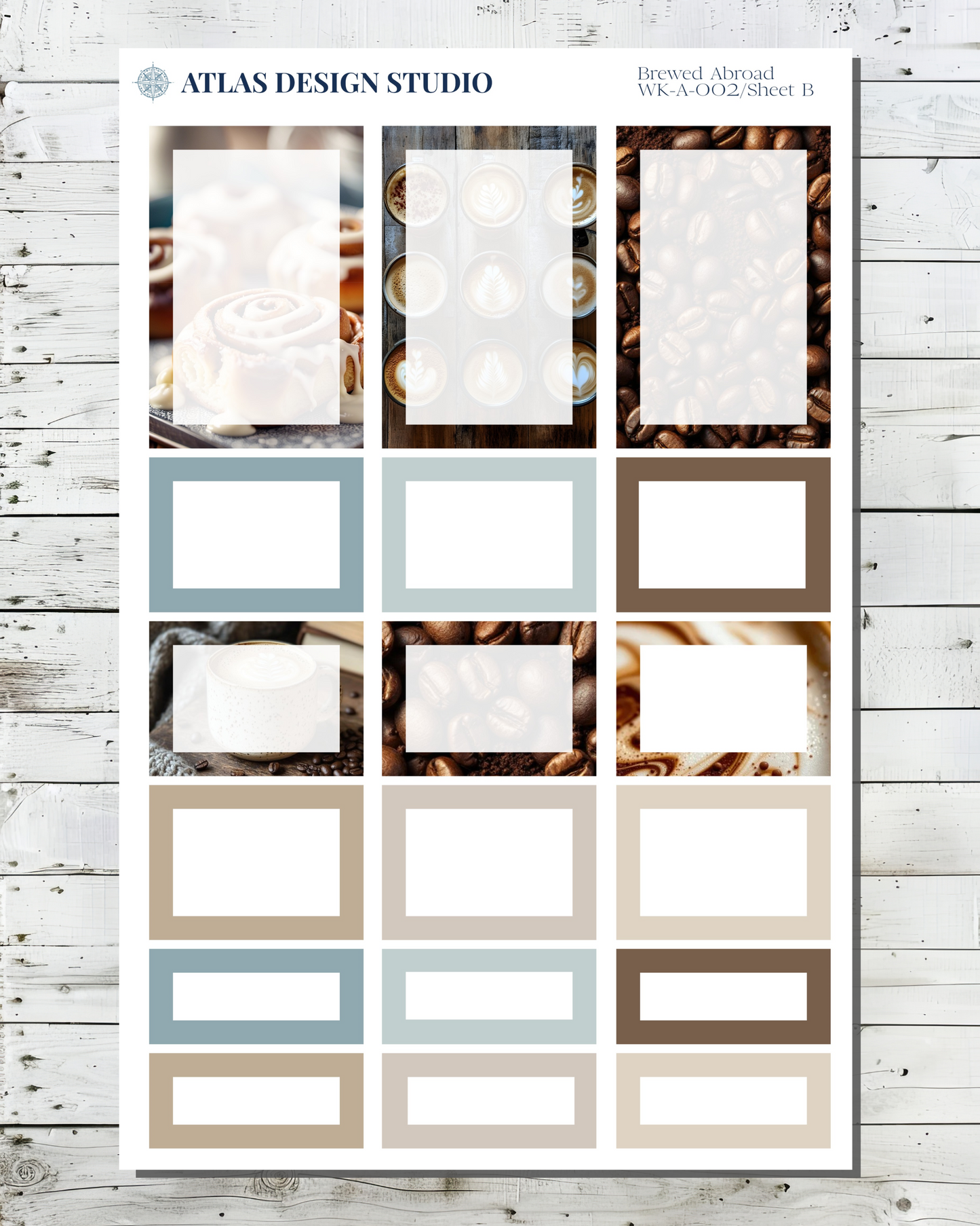 Planner stickers made of functional boxes with a coffee theme.