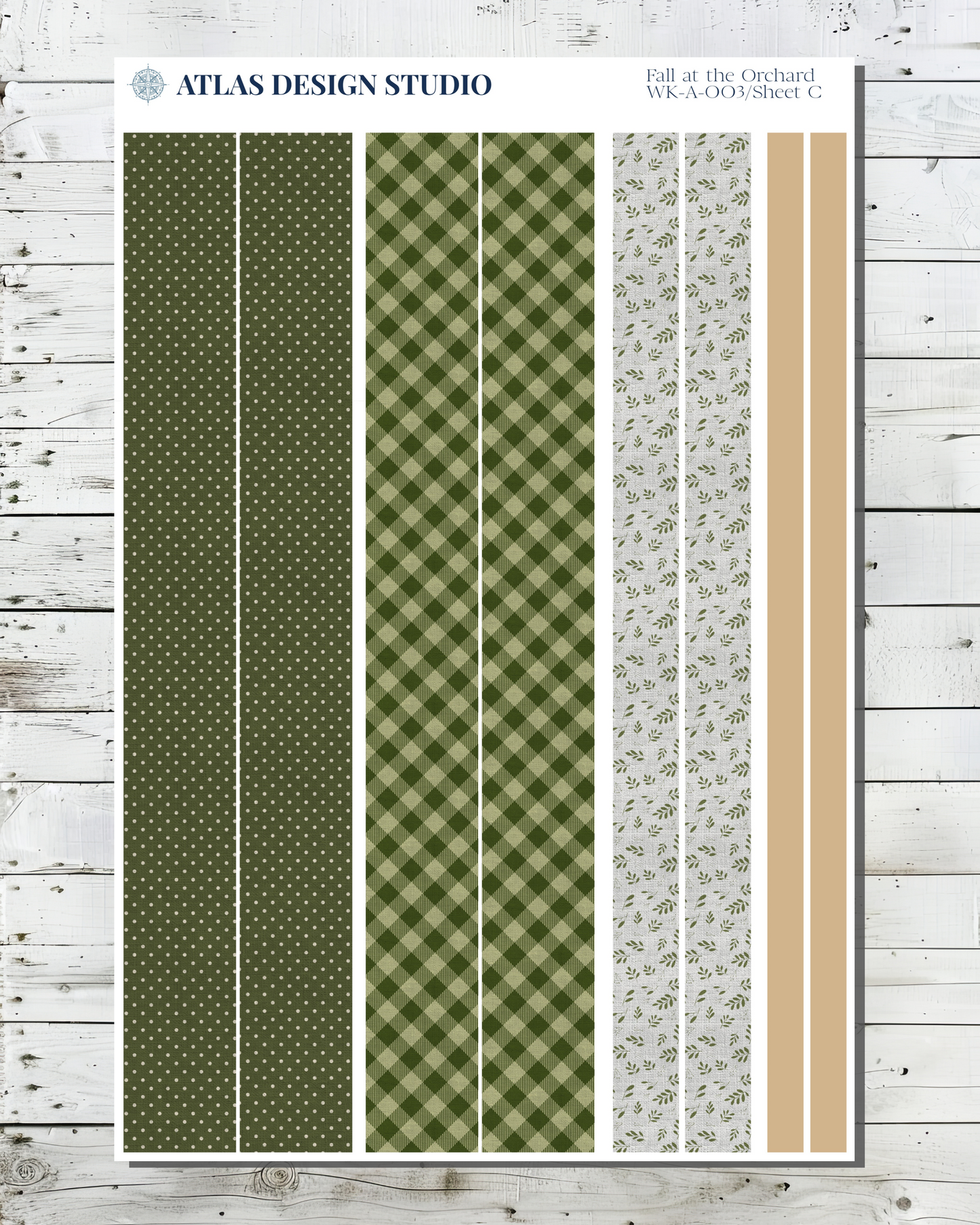 Planner stickers that are washi-style strips with an autumnal theme.