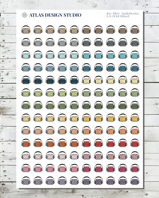 Tiny audiobook stickers in many colors