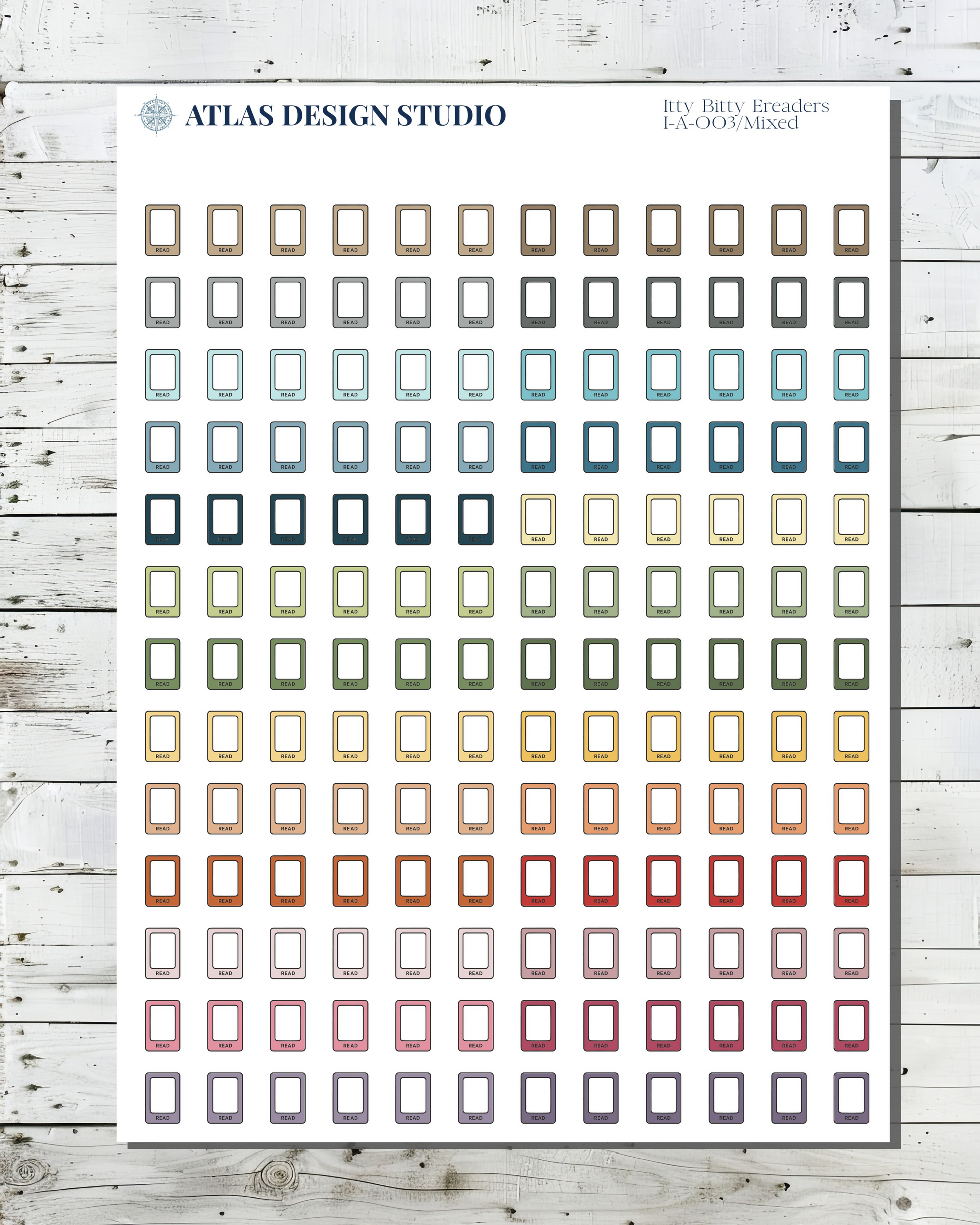 Tiny E-reader stickers in many colors
