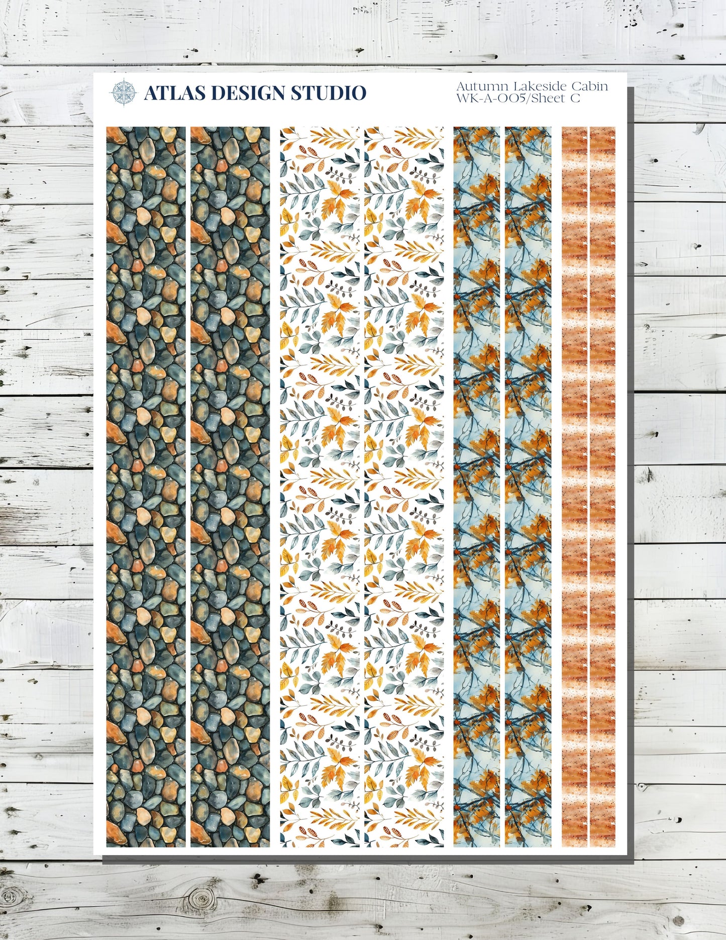 Planner stickers that are washi-style strips with a fall theme.
